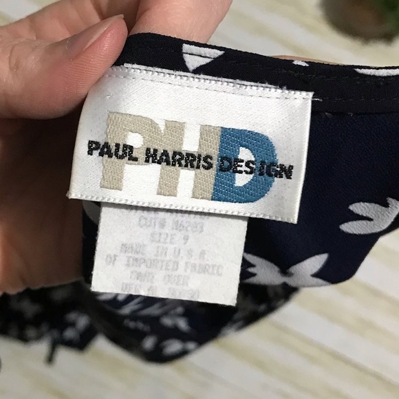 Vintage 90s Navy Blue Floral Empire Waist Regency Jane Austen Maxi Dress Medium - Picture 5 of 6